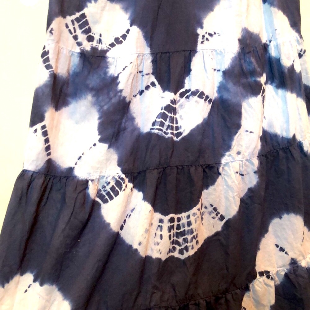Lucky Brand blue Tie-Dye Maxi Dress tiered cotton size Small - Picture 6 of 10